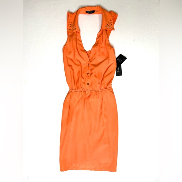 Guess Orange Backless Dress with Studded Collar - Picture 1 of 8